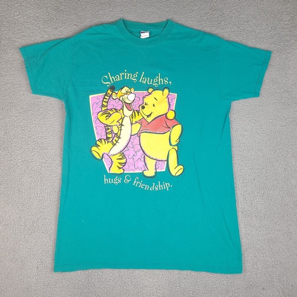 Winnie The Pooh T-Shirt Blue One‎ Size Oversized Sharing Laughs Short Sleeve - Picture 1 of 16